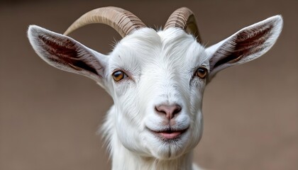 A Goat With Its Ears Flattened Back Startled