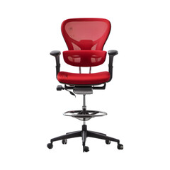 Fototapeta premium Red Drafting Chair Illustration Art on a Transparent Background Generative AI