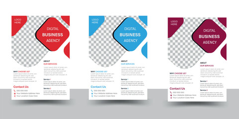 Business flyer, brochure design, magazine or flier mockup in blue,red & black colors,flyer in A4 size.	