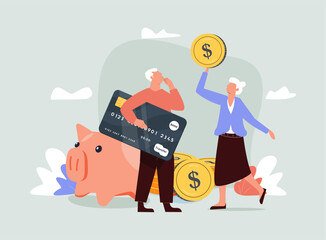 Pension scheme isolated concept vector illustration. Pension fund, retirement plan, employee money, old businessman