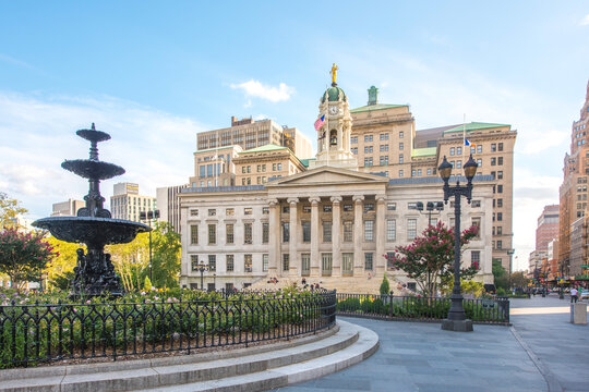 Brooklyn Borough Hall in New York, USA. Constructed in 1848 in the Greek Revival style.