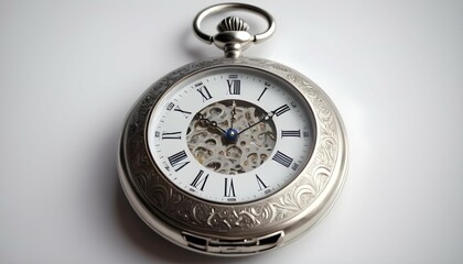 A Silver Pocket Watch With Intricate Engravings H