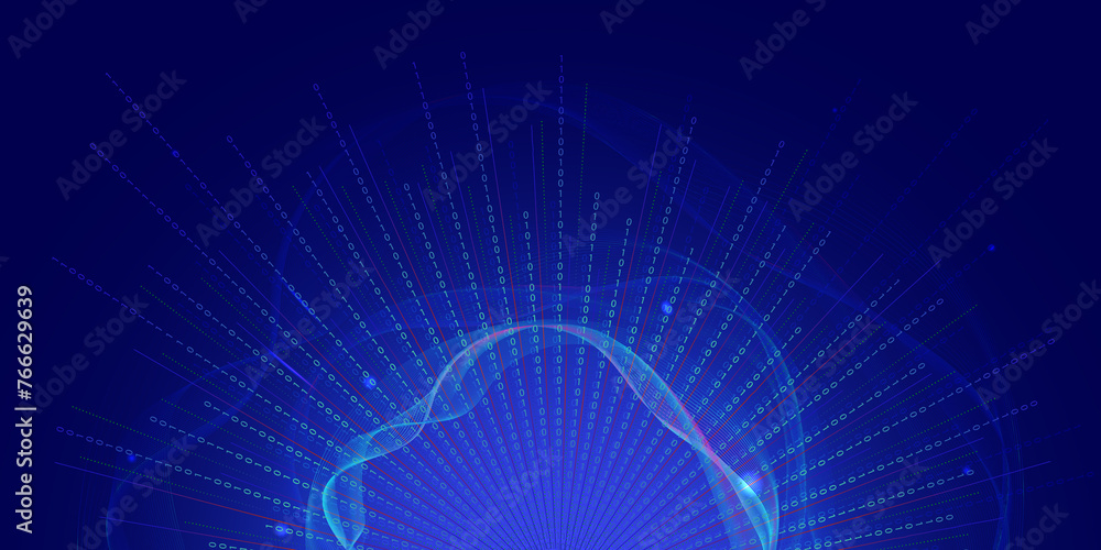Aufkleber ai, big data, digital innovation, technology. abstract binary shape with circular wave element for d