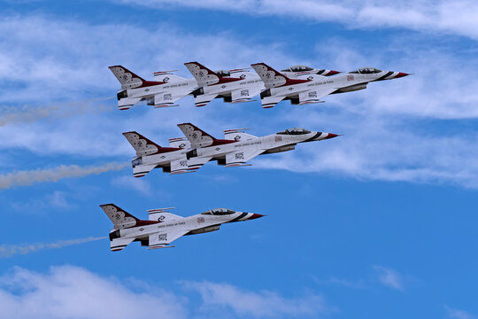 Luke AFB Open House 3-23-2024 Glendale, AZ USA..USAF Lockheed Martin F-16C of the Thunderbirds display team performing at the 2024 Luke Days Airshow