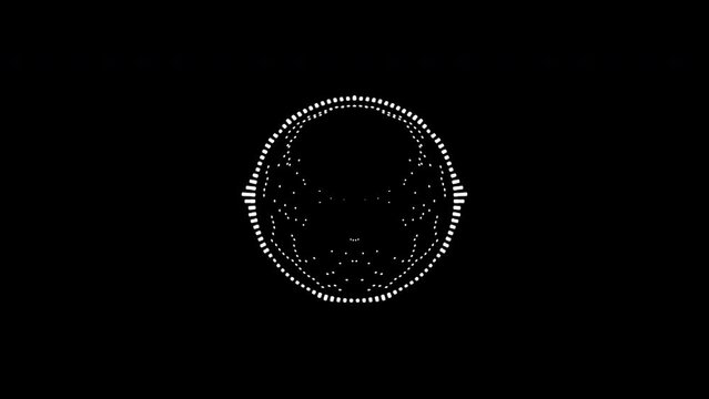 A graphic circular loop of rhythmic audio frequency sound waves in the background	