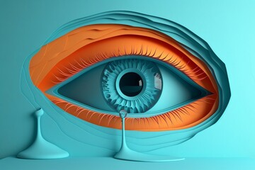 Sorrowful eye shedding a tear in realistic 3D rendering with emotional depth and detail, symbolic of pain and sadness