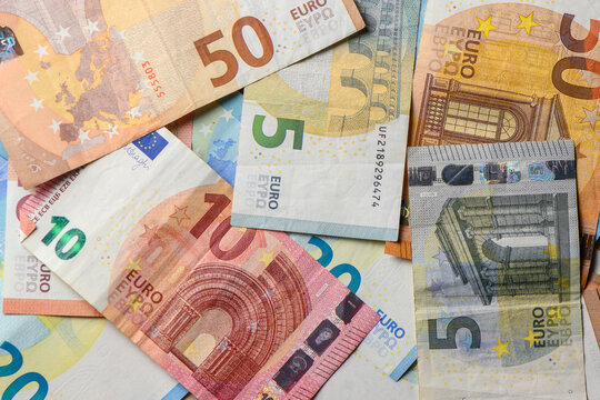 Finance background of different euro bills. European money 2