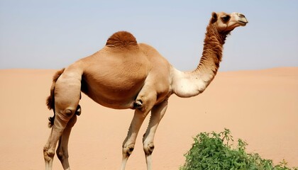 A Camels Long Neck Bending To Reach Low Growing P