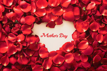 Happy mother's day background, heart shaped of rose petals, text mother's day, love, romantic template, banner