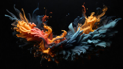 fluid gradient explode smoke background, black, blue,  pink, red, maroon, golden, yellow, white....