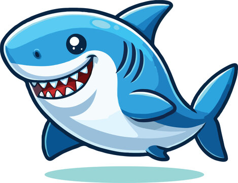 blue shark cartoon icon illustration concept