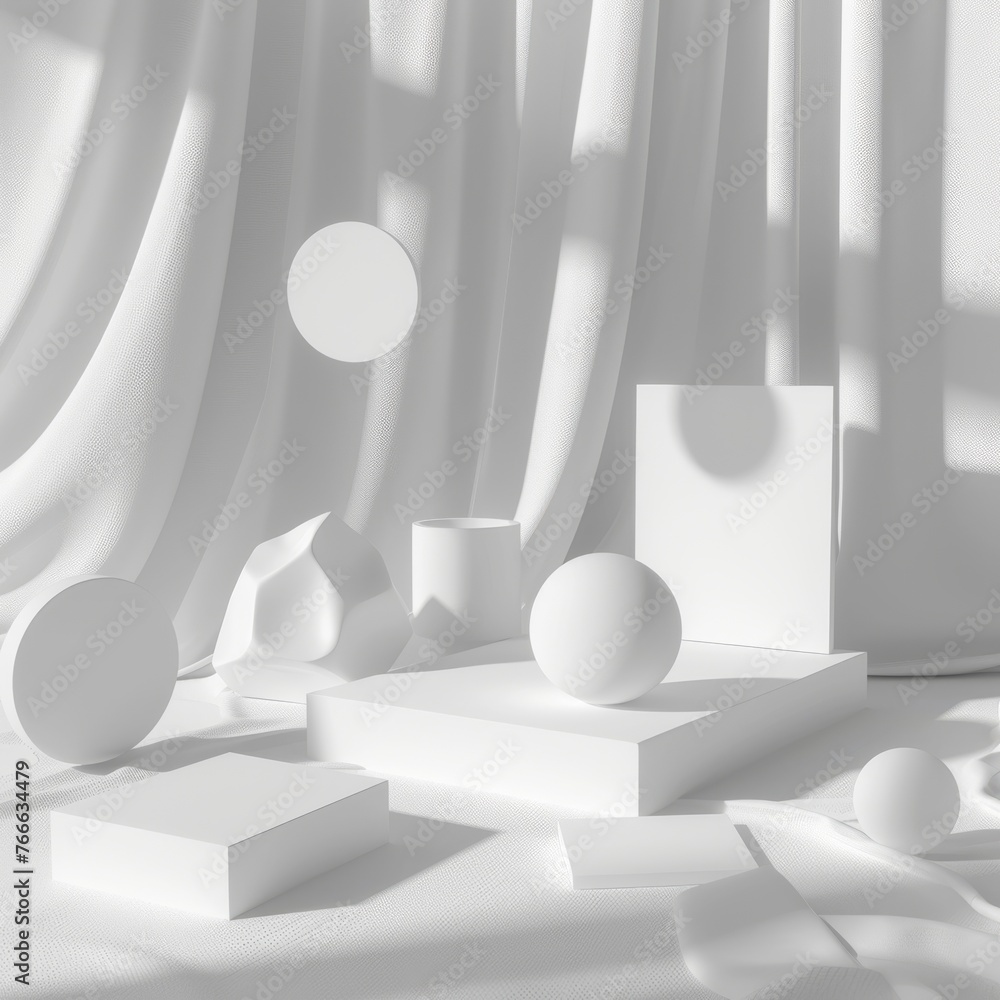 Aufkleber a serene composition featuring draped fabric and geometric shapes creating a play of light and shado