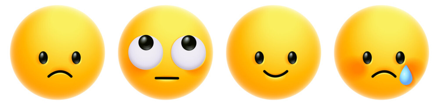 Naklejki 3d render of a sad emoji faces