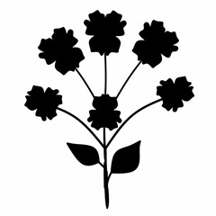 Vector flower silhouette isolated white background