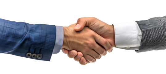 Businessmen handshake on transparent background