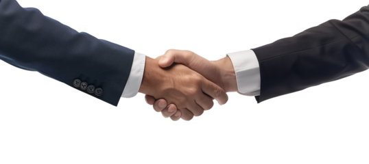 Businessmen handshake on transparent background