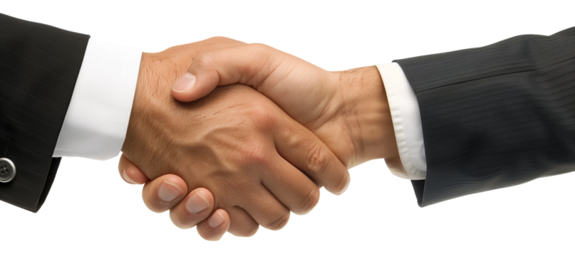 Businessmen handshake on transparent background