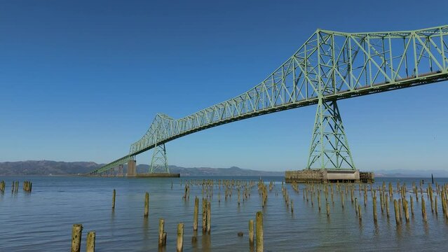 Astoria-Megler Bridge Astoria Oregon Washington Border Aerial Video 5