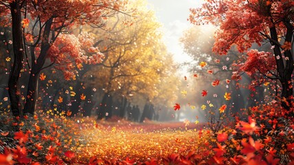 Fall Foliage Trees Cloaked in Splendor