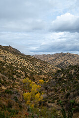 view from the Blue Ridge trail at the Stebbins Cold Canyon in California, featuring rolling hills and peaks 