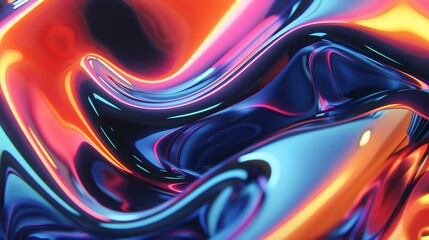 3D rendering. Multicolored fluid. Modern colorful background.