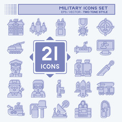 Icon Set Military. related to Army symbol. two tone style. simple design editable. simple illustration