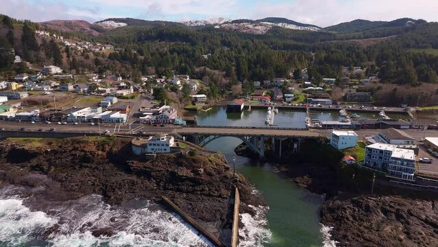 Drone View Depoe Bay Oregon Coast Highway 101 Video 1