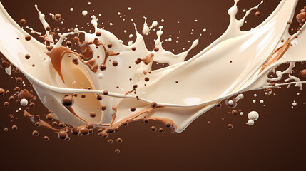 Chocolate and milk texture delicious background splash