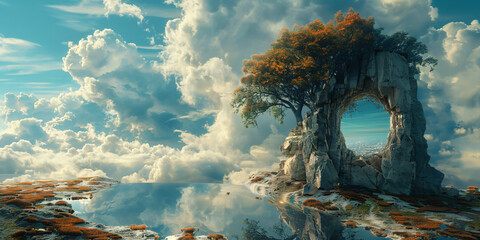 surreal fantasy landscape - obrazy, fototapety, plakaty
