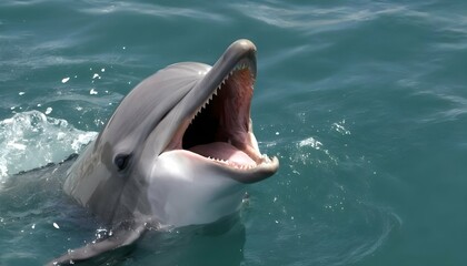 A Dolphin With Its Mouth Open In A Playful Grin