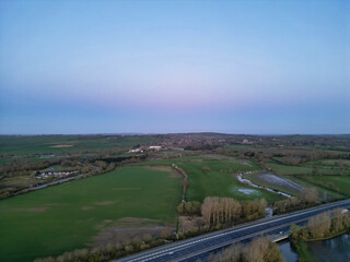 Fototapeta premium Aerial View of British landscape in the countryside Near Oxford City, England UK