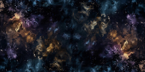 Deep blue space background pattern design. Horizontal banner. Amazing cosmic wallpaper. Milky Way abstract wallpaper. Digital artwork raster bitmap. 