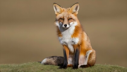 Naklejka na ściany i meble A Fox Sitting Upright Ears Perked Attentively