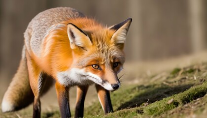 A Fox With Its Nose Twitching Sniffing For Food