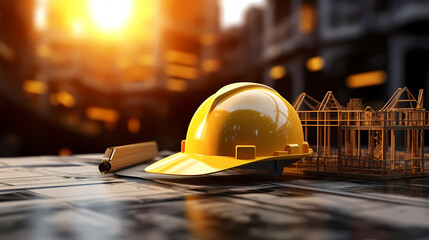 Construction site safety helmet - obrazy, fototapety, plakaty