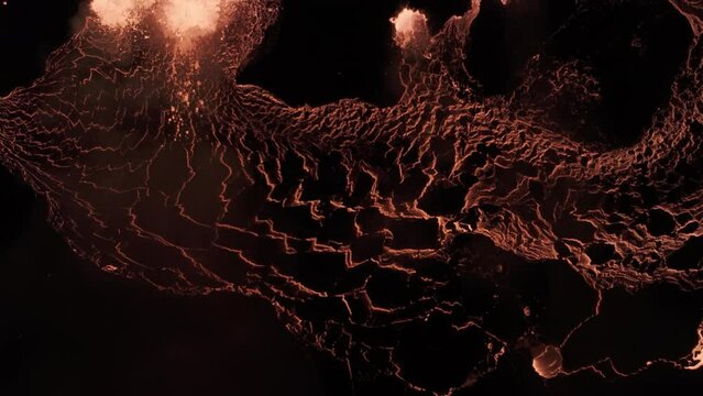 Close look on eruption of the Fagradalsfjall volcano in Iceland