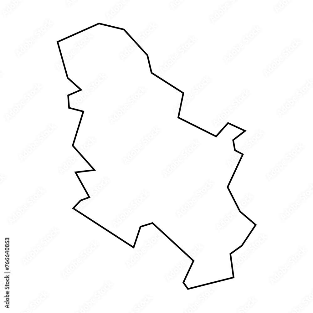 Wall mural serbia country thin black outline silhouette. simplified map. vector icon isolated on white backgrou - Wall murals