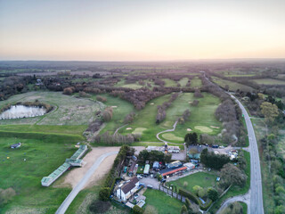 Aerial View of British Road and Traffic at Thornhill park Oxford, England UK