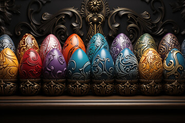 Easter holiday , Easter eggs with national ornaments.