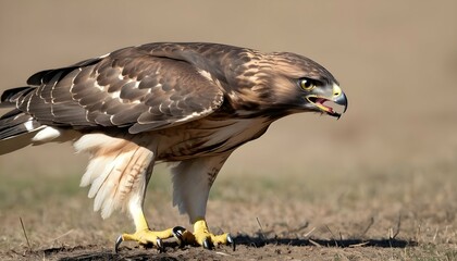 A Hawk With Its Prey Clutched Tightly In Its Talon