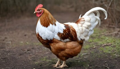 A Hen With Her Wings Folded Neatly Against Her Bod