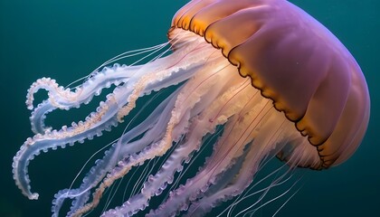A Jellyfish With Tentacles That Shimmer Underwater