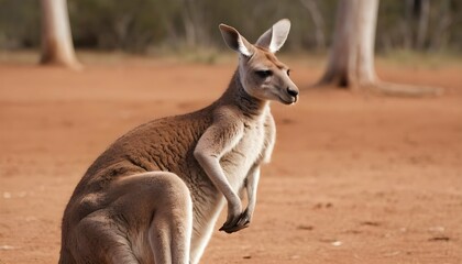 A Kangaroo With Its Joey Nuzzling Against Its Ches