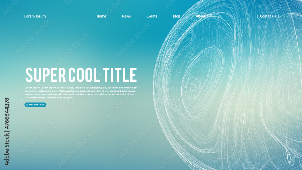 Poster landing page abstract design with sphere element. template for website or app.