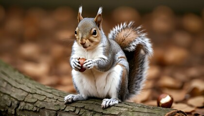 A Squirrel With Paws Clasped Around A Nut