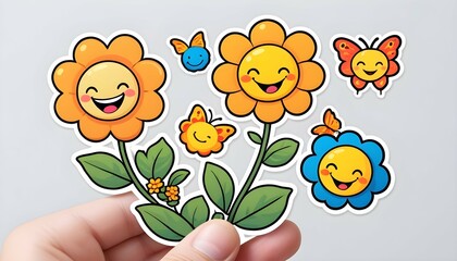 A Smiling Flower With Butterflies Sticker Cheer