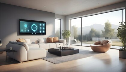 An Illustration Of A Futuristic Home Automation Sy