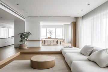 Fototapeta premium Minimalist home Design Simplicity at Its Core, Embracing the Essence of Elegance and Refinement.