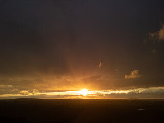 sunset aerial drone view