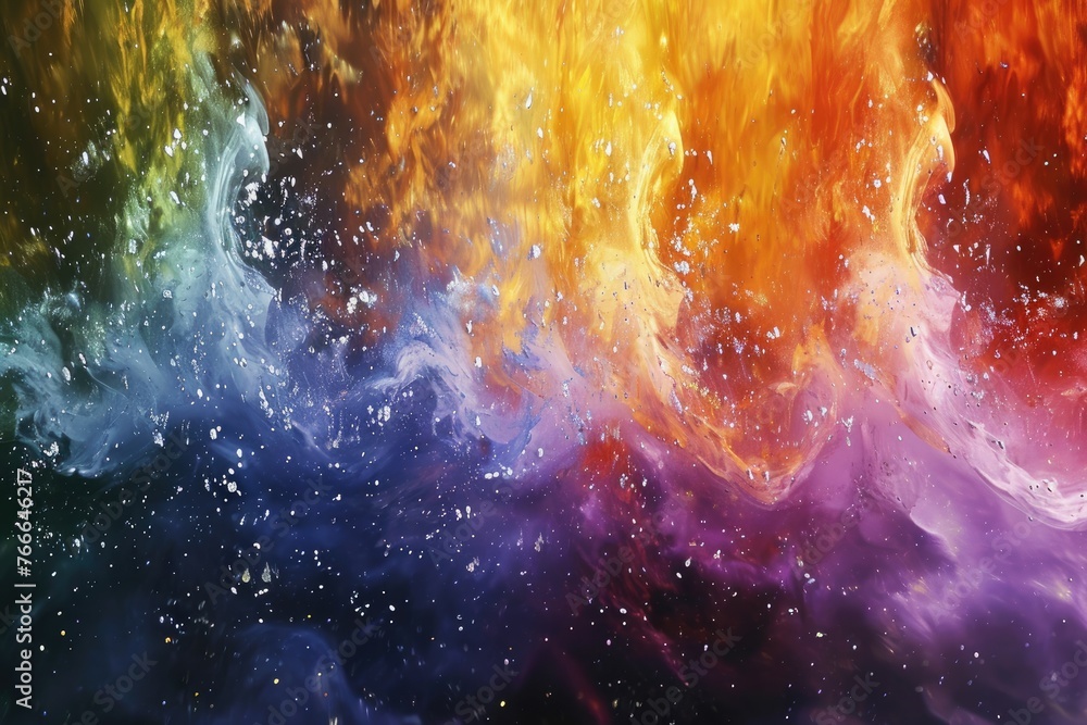 Fototapete Particle-filled abstract art forming a mesmerizing visual spectacle, Abstract art filled with particles, creating a mesmerizing visual display.